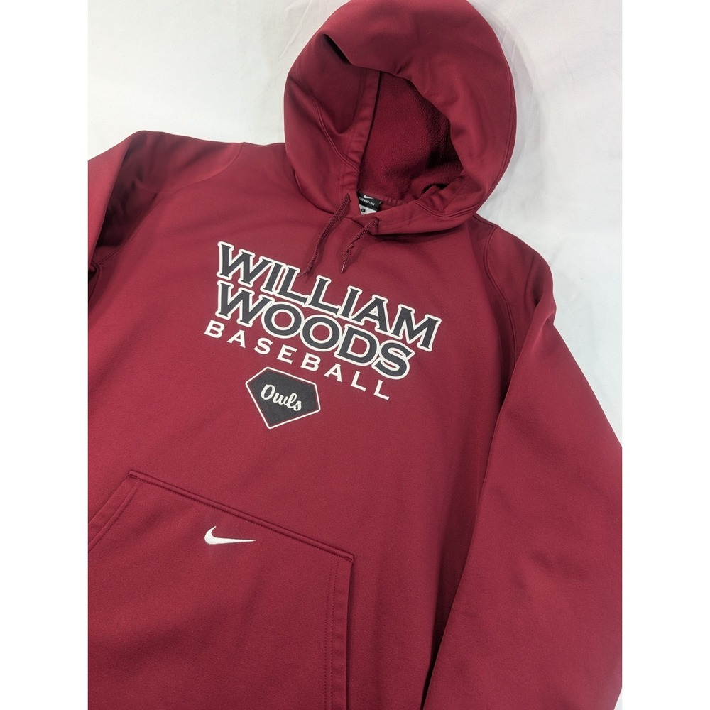 Nike Therma-fit William Woods Baseball Owls Missouri Pullover‎ Hoodie Maroon XL